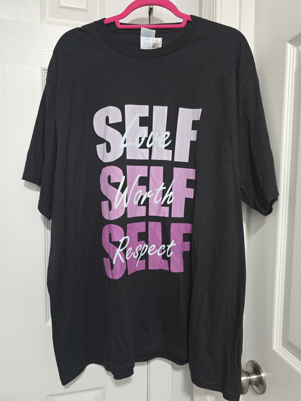 Amazon Black Short-Sleeve Tee with Pink Ombre "SELF" Graphic